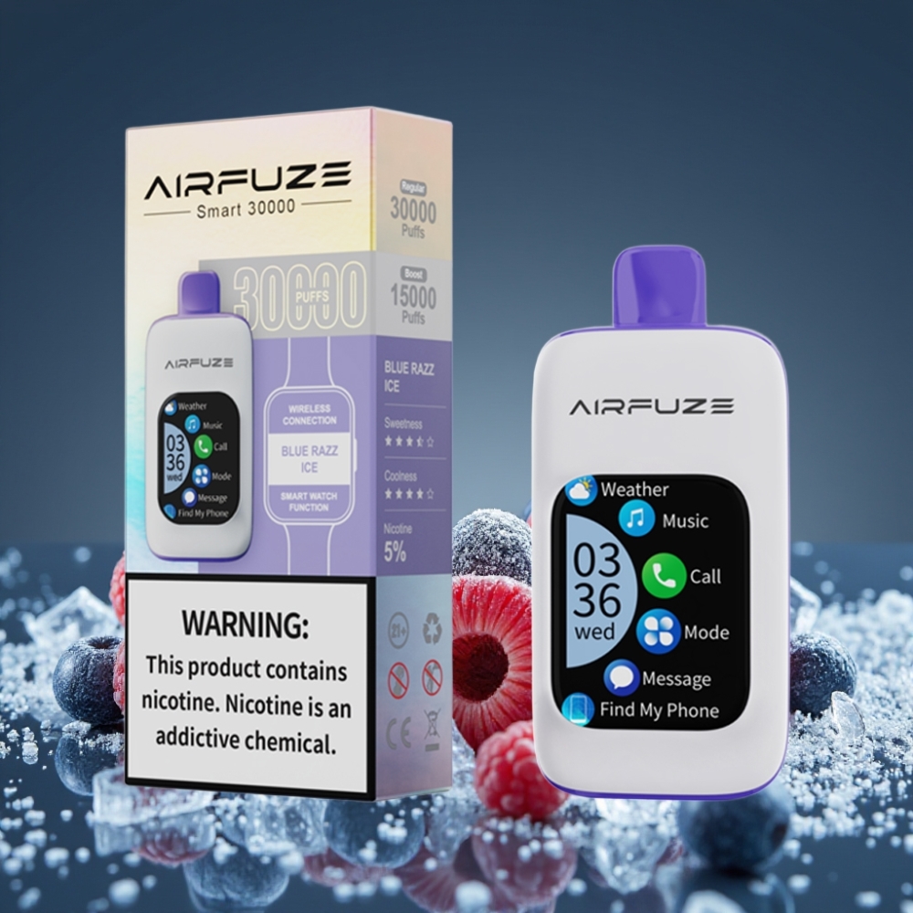 AirFuze Smart 30000 Puffs Disposable Pod Blue Razz Ice 5% 900mAh Type-C Touch Screen