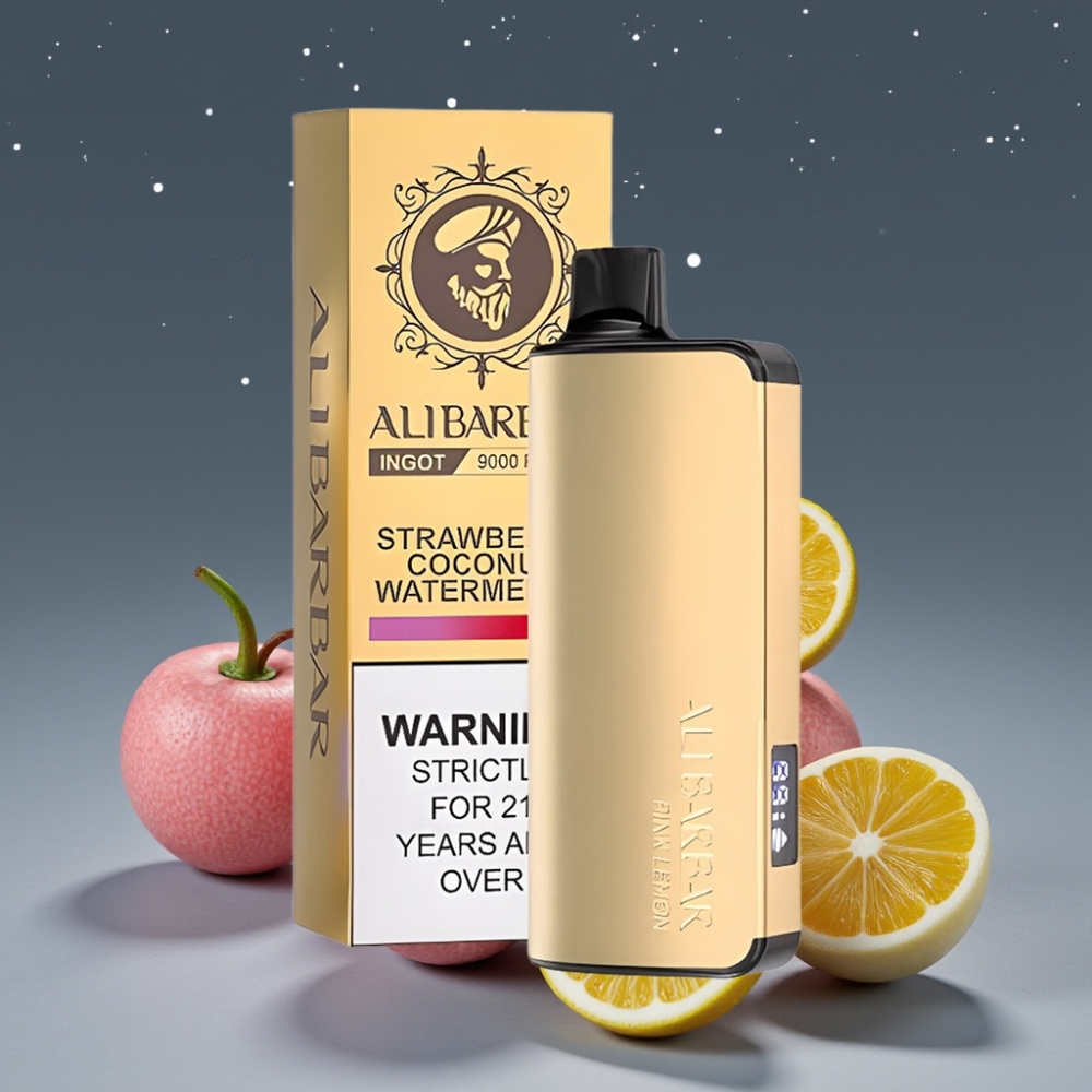 Alibarbar Ingot 9000 Puffs 22ml 2350mAh Οθόνη LED Ροζ Λεμόνι