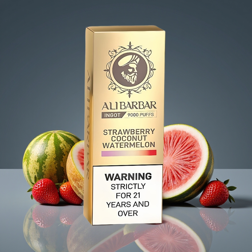 Alibarbar Ingot 9000 Puffs Φράουλα Καρύδα Καρπούζι 22ml LED 2350mAh