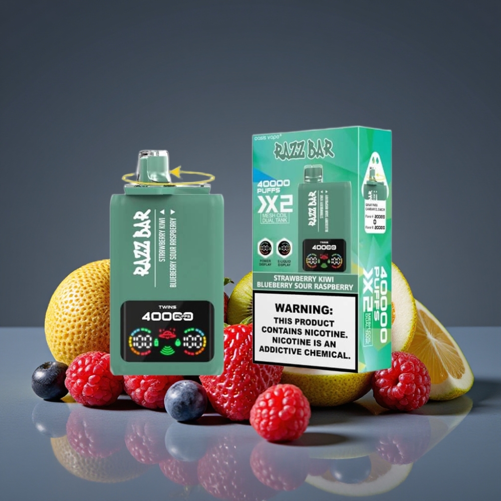 Razz Bar 40000 Puffs Disposable Vape Power Screen Display Φράουλα Κιβί & Μύρτιλο Ξινή Σμέουρα