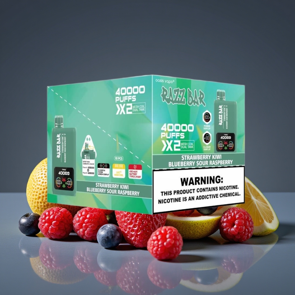 Razz Bar 40000 Puffs Disposable Vape Power Screen Display Φράουλα Κιβί & Μύρτιλο Ξινή Σμέουρα