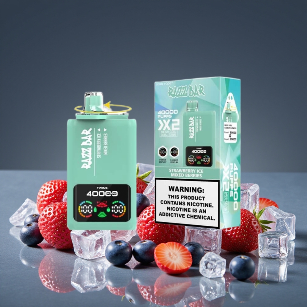 Razz Bar 40000 Puffs Disposable Vape Power Screen Display Φράουλα Πάγος & Μικτά Μούρα
