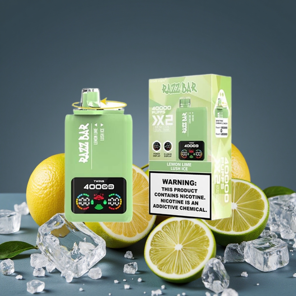 Razz Bar 40000 Puffs Disposable Vape Power Screen Display ΛΕΜΟΝΙ ΛΑΙΜ & LUSH ICE