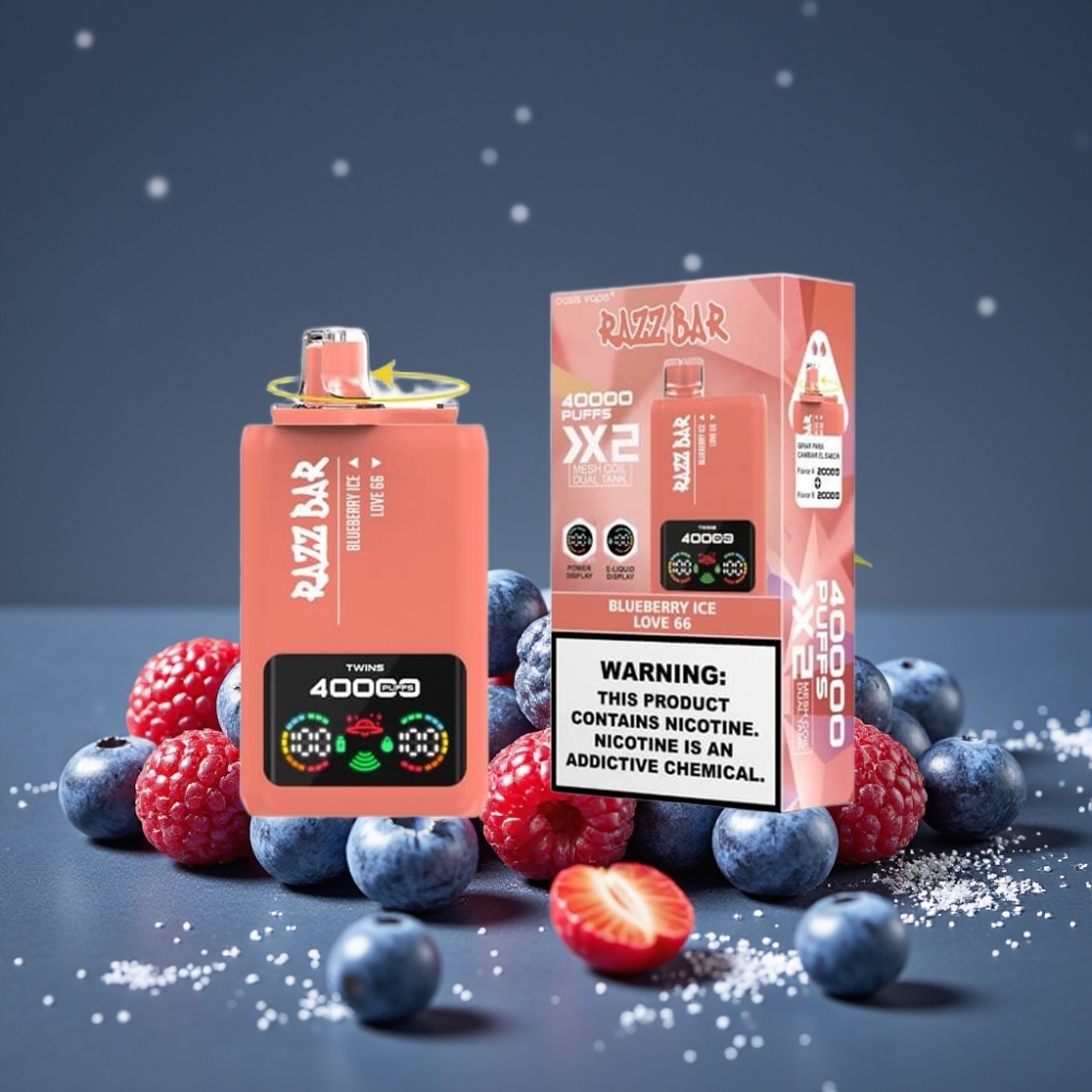 Razz Bar 40000 Puffs Disposable Vape Power Screen Display Μπλε Μούρο Πάγος & Love 66