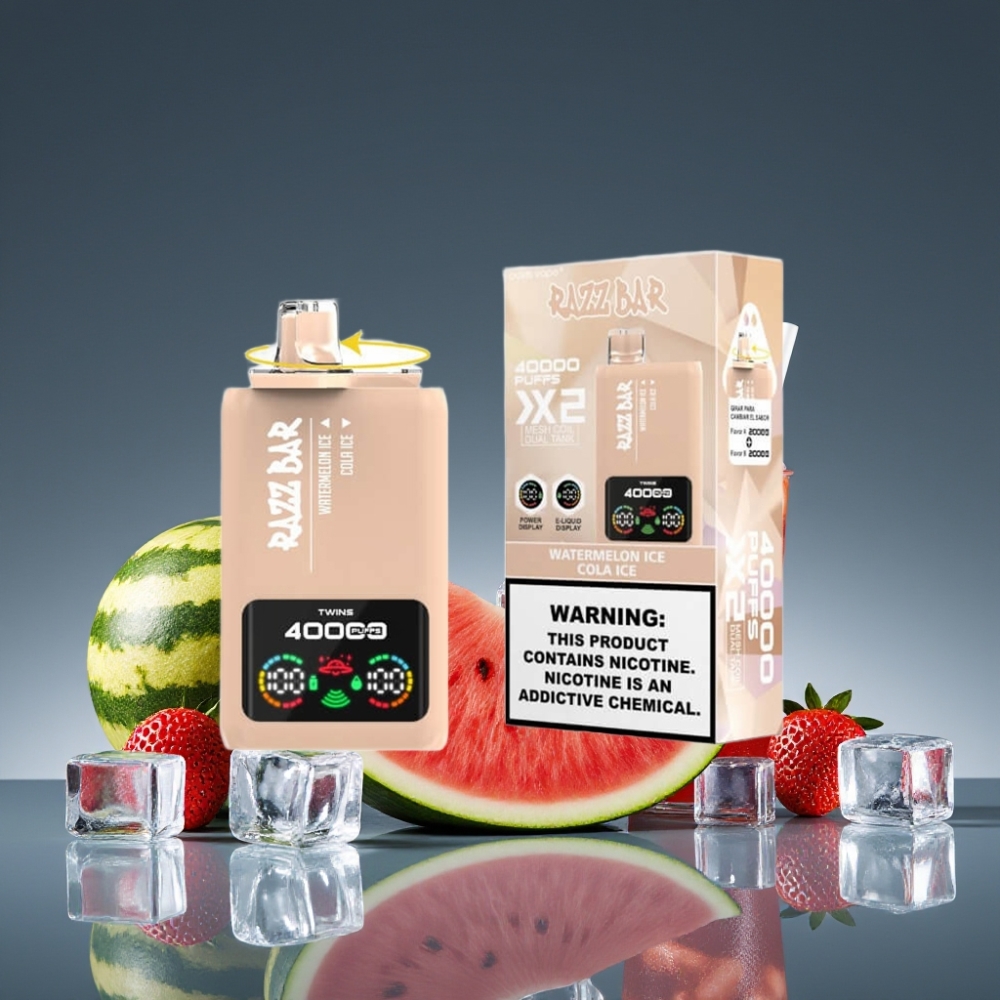 Razz Bar 40000 Puffs Disposable Vape Power Screen Display WATERMELON ICE & COLA ICE