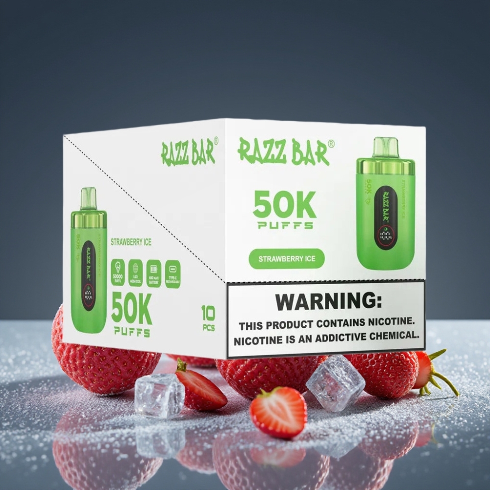 Razz Bar 50K Puffs Disposable Vape Φράουλα Πάγωμα με 650 Mah Battery Type-C