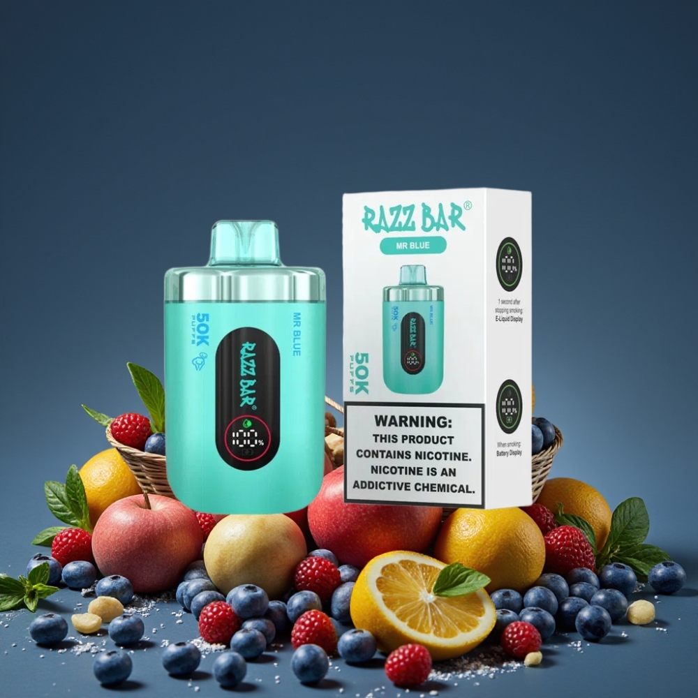 Razz Bar 50K Puffs Disposable Vape Κύανος Mesh Coil Type-C 650mAh