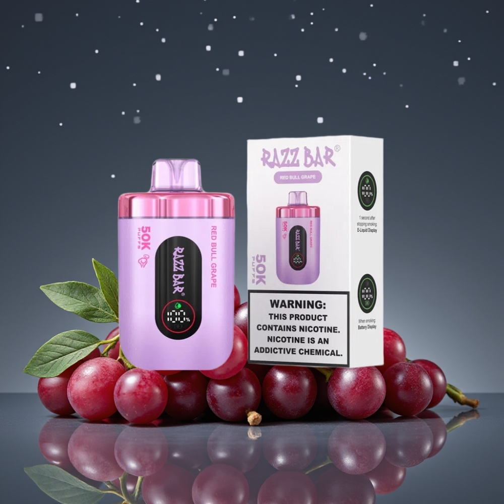 Razz Bar 50K Puffs Disposable Vape Red Bull Σταφύλι 650mah Type-C