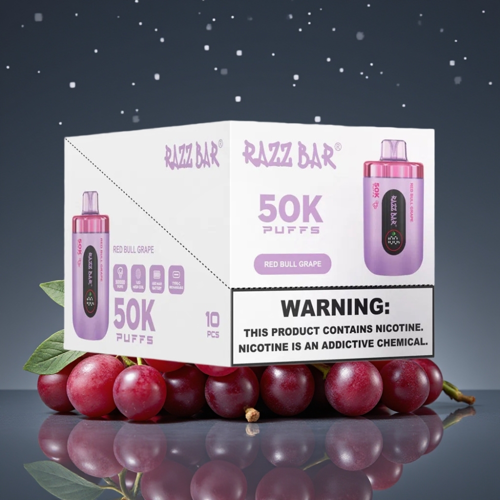 Razz Bar 50K Puffs Disposable Vape Red Bull Σταφύλι 650mah Type-C