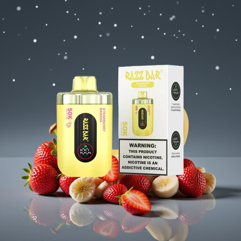 Razz Bar 50K Puffs Disposable Vape Φράουλα Μπανάνα Type-C Rechargeable 2% Nicotine