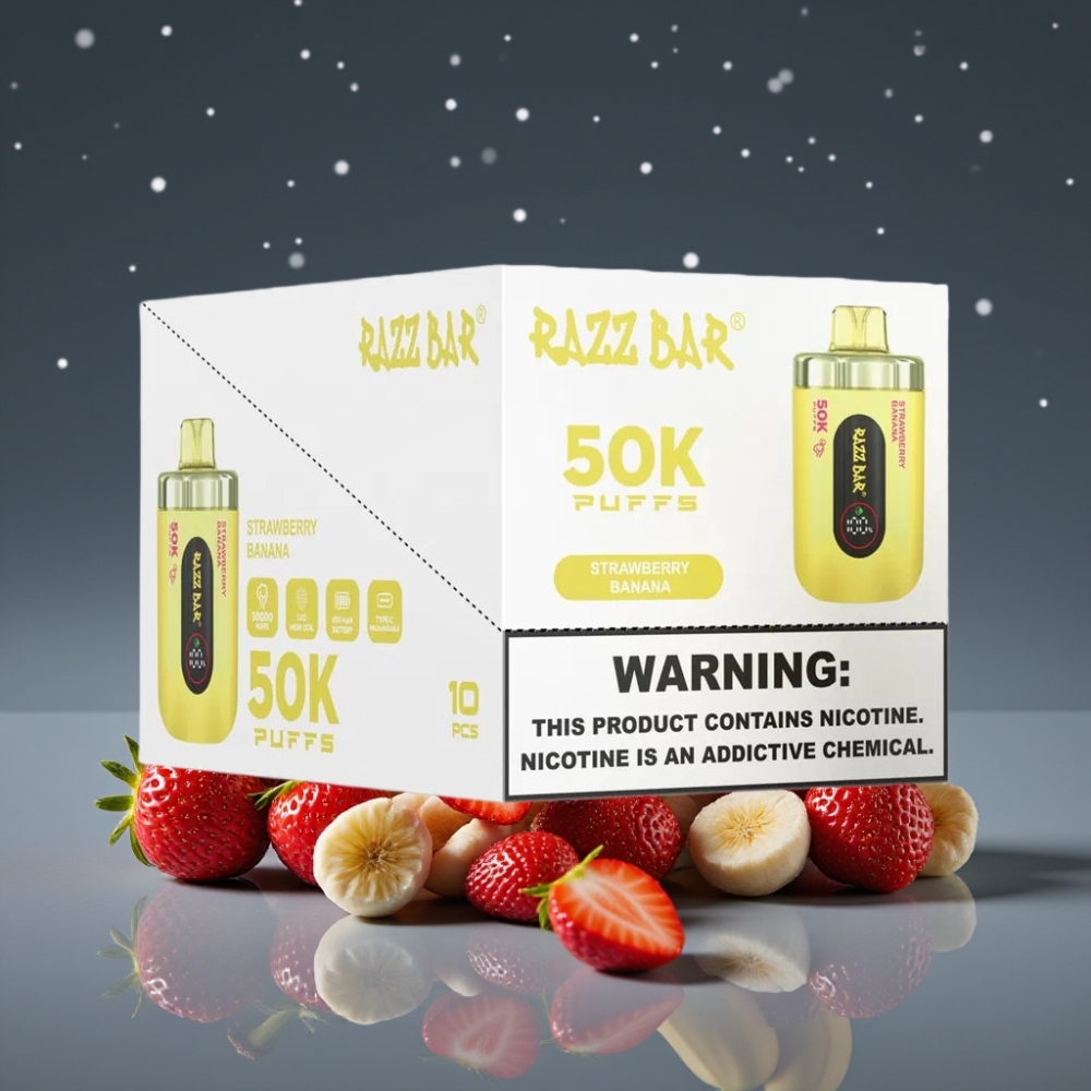 Razz Bar 50K Puffs Disposable Vape Φράουλα Μπανάνα Type-C Rechargeable 2% Nicotine