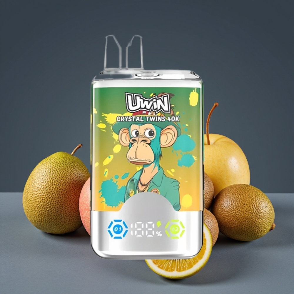 UWIN Crystal Twins 40000 Puffs Dual Flavor Kiwi Passion Fruit Guava Two Apple Mesh 0.6Ω