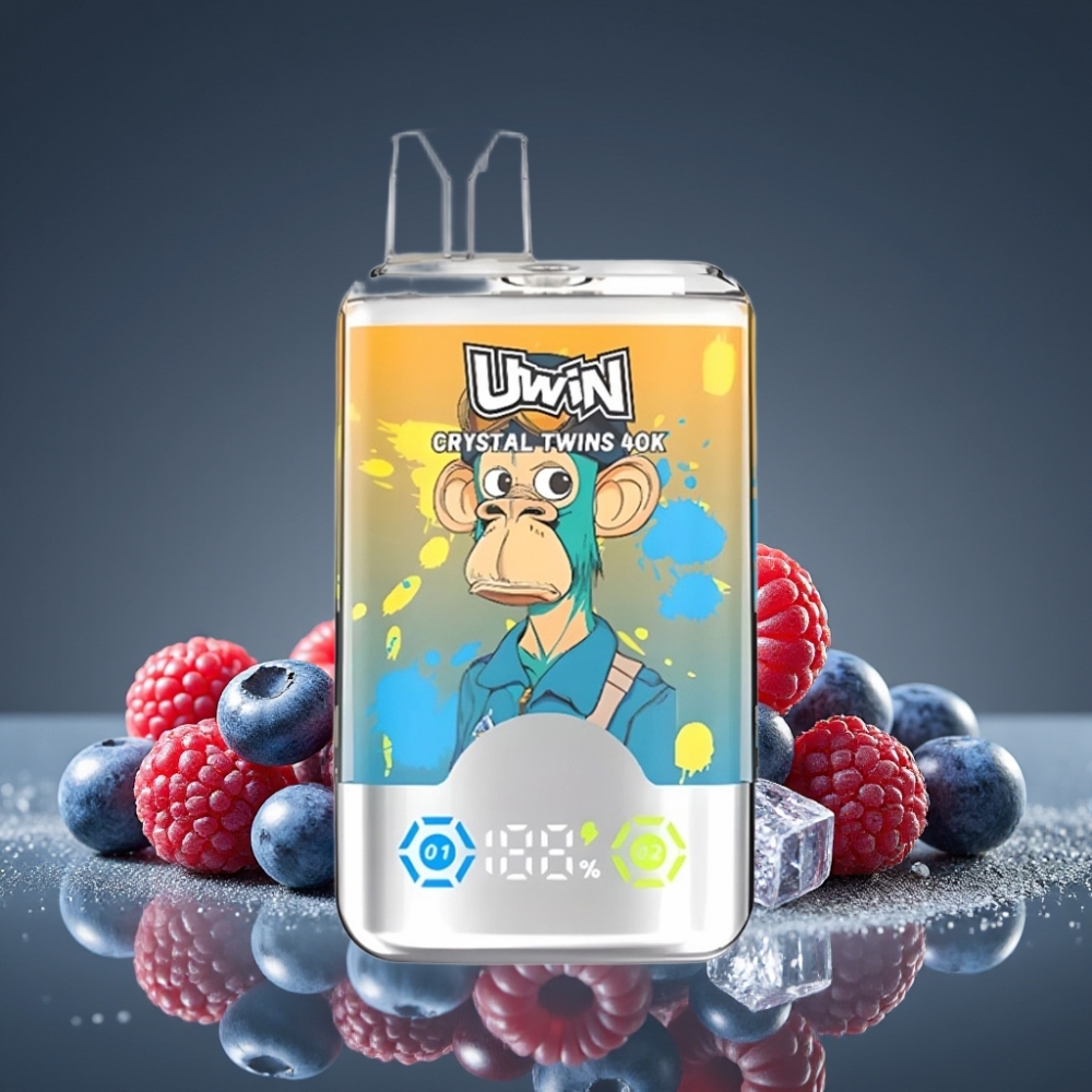 UWIN Crystal Twins 40000 Puffs Mesh 0.6Ω Type-C 32ml Μπλε Βατόμουρο Κεράσι Πάγος