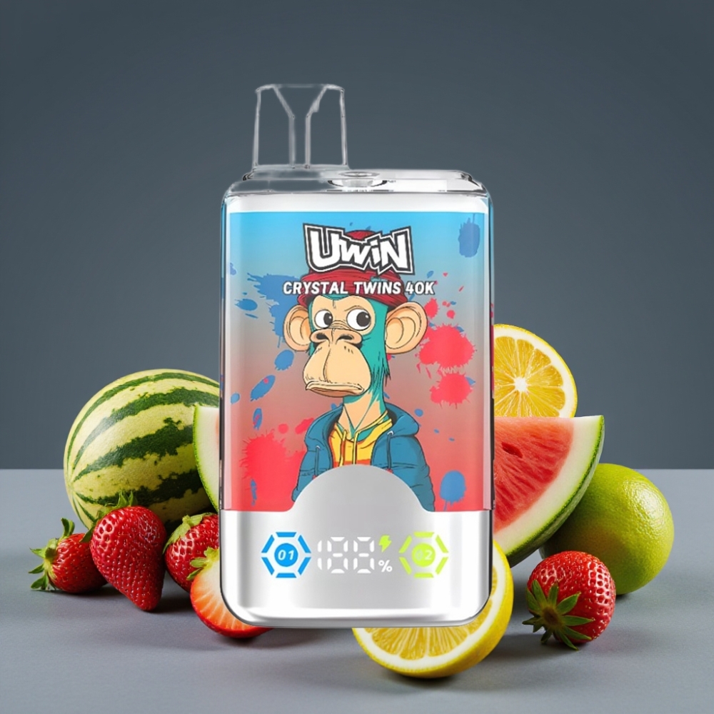 UWIN Crystal Twins 40000 Puffs Strawberry Watermelon Lemon Lime Dual Flavor Mesh 0.6Ω 850mAh